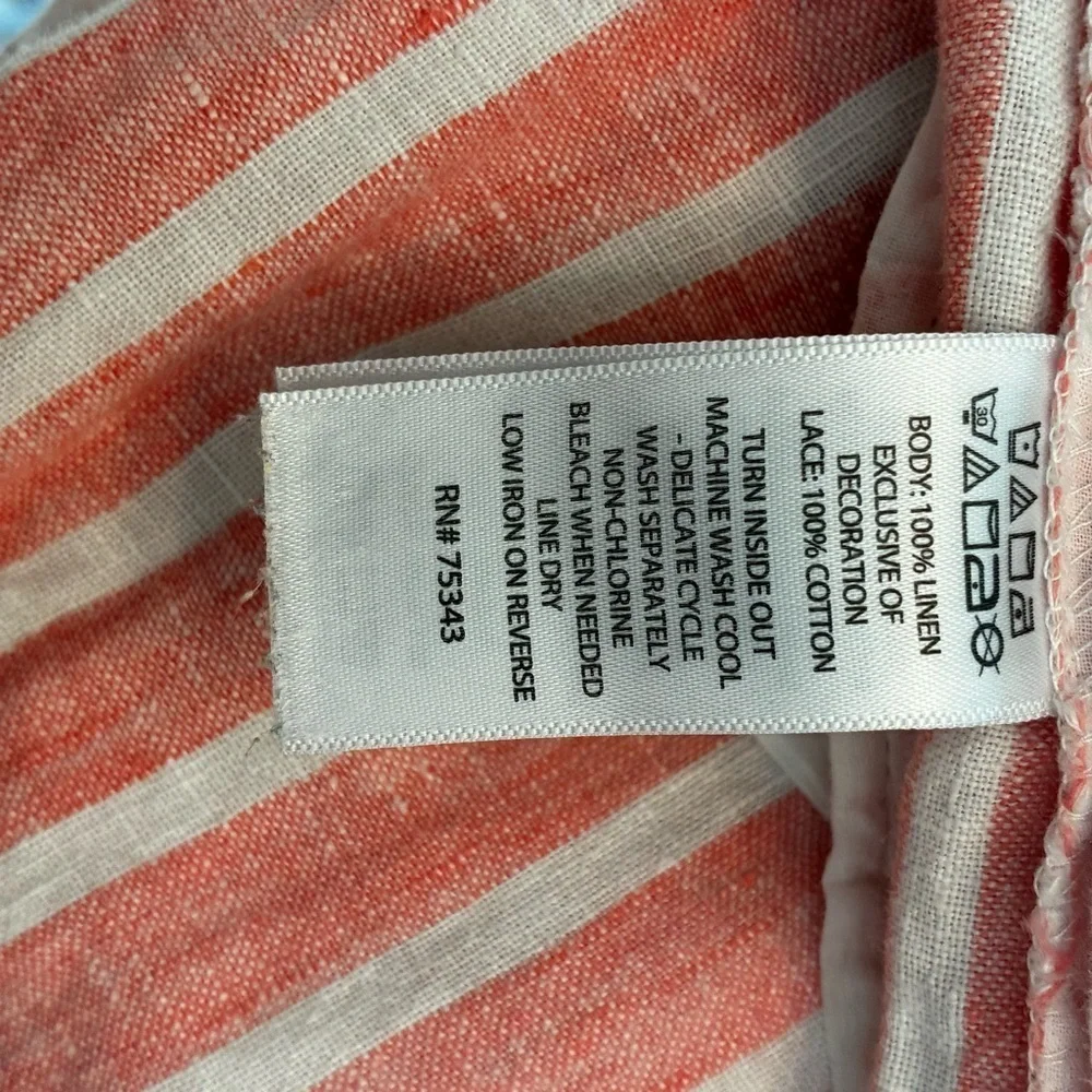 C&C CALIFORNIA Striped Pink And White 100% Linen Pants, Size Small.